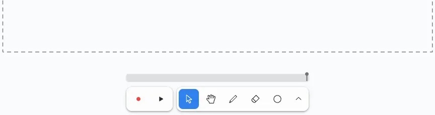 Layout 2: record and play in one panel, with a grey scrubber panel above the toolbar